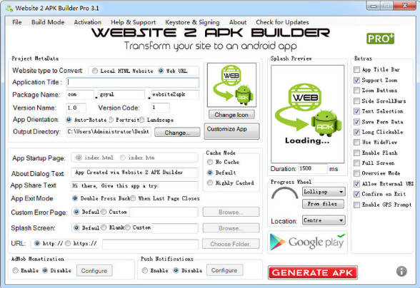 Website 2 APK Builder Pro中文破解版 V4.0