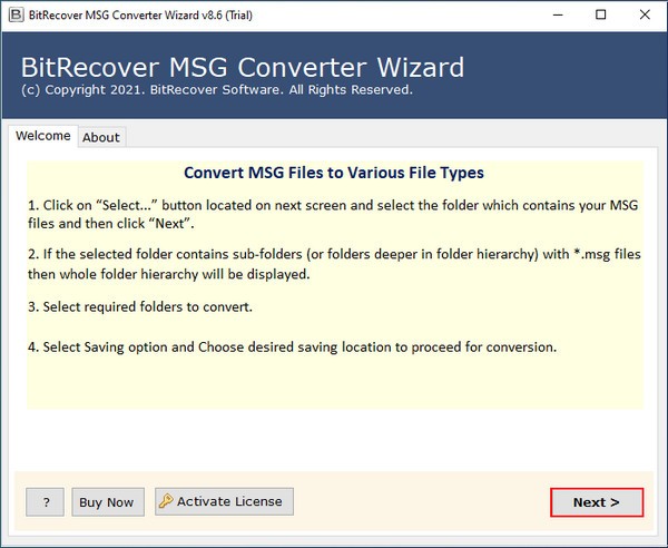 BitRecover MSG Converter Wizard特别版(MSG 文件导出/转换为 PST) V9.0